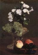 Henri Fantin-Latour Nature Morte aux Chrysanthemes et raisins oil painting